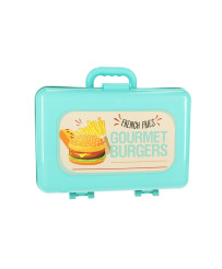 Children's kitchen in a suitcase fast food hamburger set ice cream fries 55cm