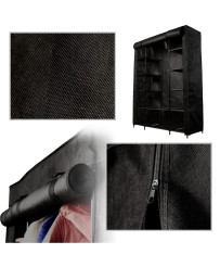 Textile closet fabric folding closet for clothes XXL black
