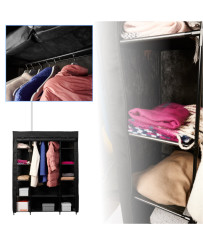 Textile closet fabric folding closet for clothes XXL black