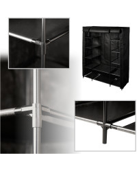 Textile closet fabric folding closet for clothes XXL black