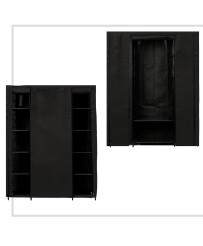Textile closet fabric folding closet for clothes XXL black