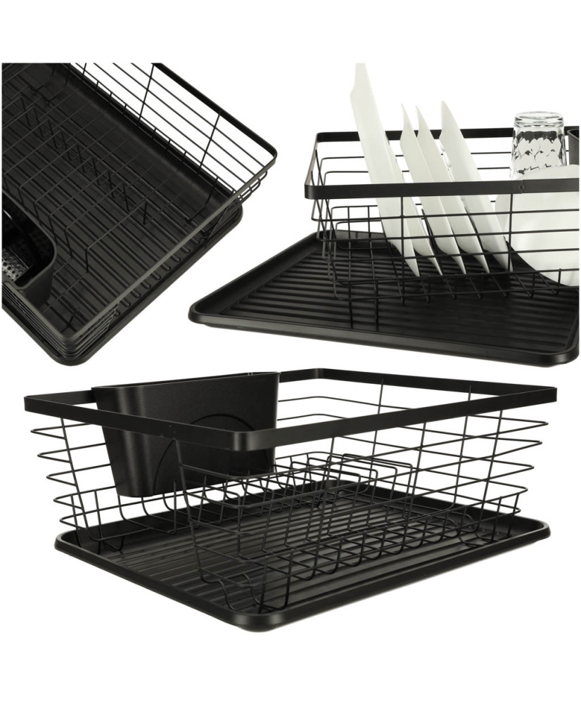 Dish drying rack dish drainer cutlery tray black
