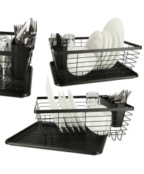 Dish drying rack dish drainer cutlery tray black