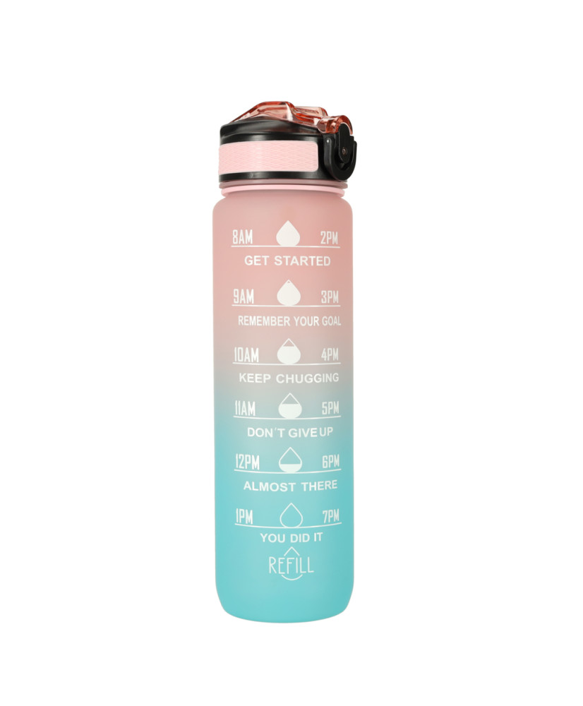 Water bottle bidon 1l pink and blue