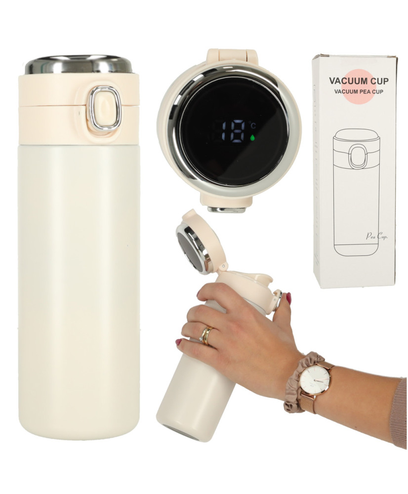 Thermal mug with mouthpiece LED thermos 420ml beige