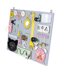 Wooden manipulative board pink clock 50x37,5cm