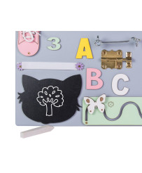 Wooden manipulative board pink clock 50x37,5cm