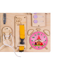 Wooden manipulative board pink clock 75x50cm