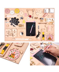 Wooden manipulative board pink clock 75x50cm