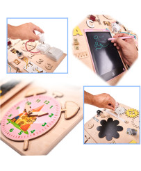 Wooden manipulative board pink clock 75x50cm