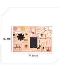 Wooden manipulative board pink clock 75x50cm