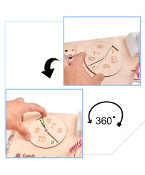 Wooden manipulative board pink clock 75x50cm