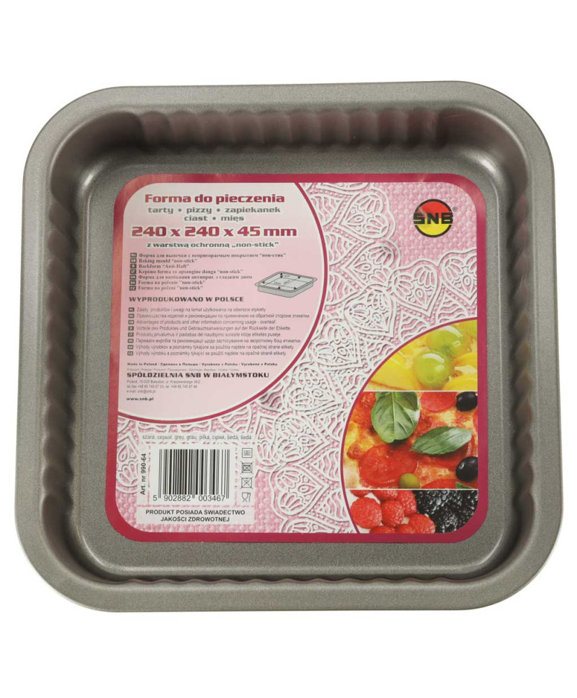 Baking tray for casseroles, tarts, pizzas 24cm x 24cm grey