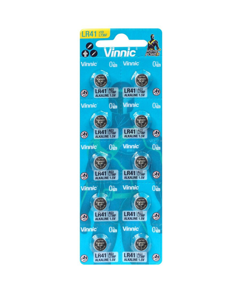 Vinnic LR41 LR736 button battery price per 10 pcs.