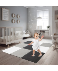 Foam puzzles children's mat 180x180cm 9 elements gray-cream