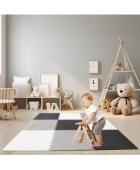Foam puzzles children's mat 180x180cm 9 elements gray-cream