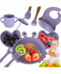 Silicone dishes for kids crab set of 9 items purple