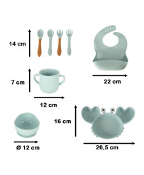 Silicone dishes for kids crab set of 9 items blue