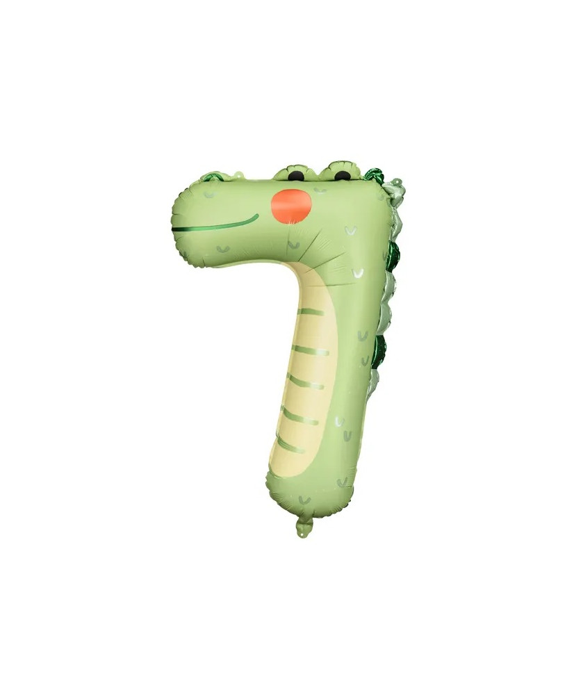 Foil birthday balloon number "7" - Crocodile 56x85 cm