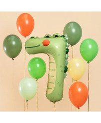 Foil birthday balloon number "7" - Crocodile 56x85 cm