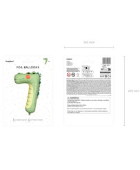 Foil birthday balloon number "7" - Crocodile 56x85 cm
