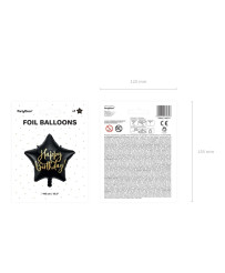 Happy Birthday star foil balloon 40cm black