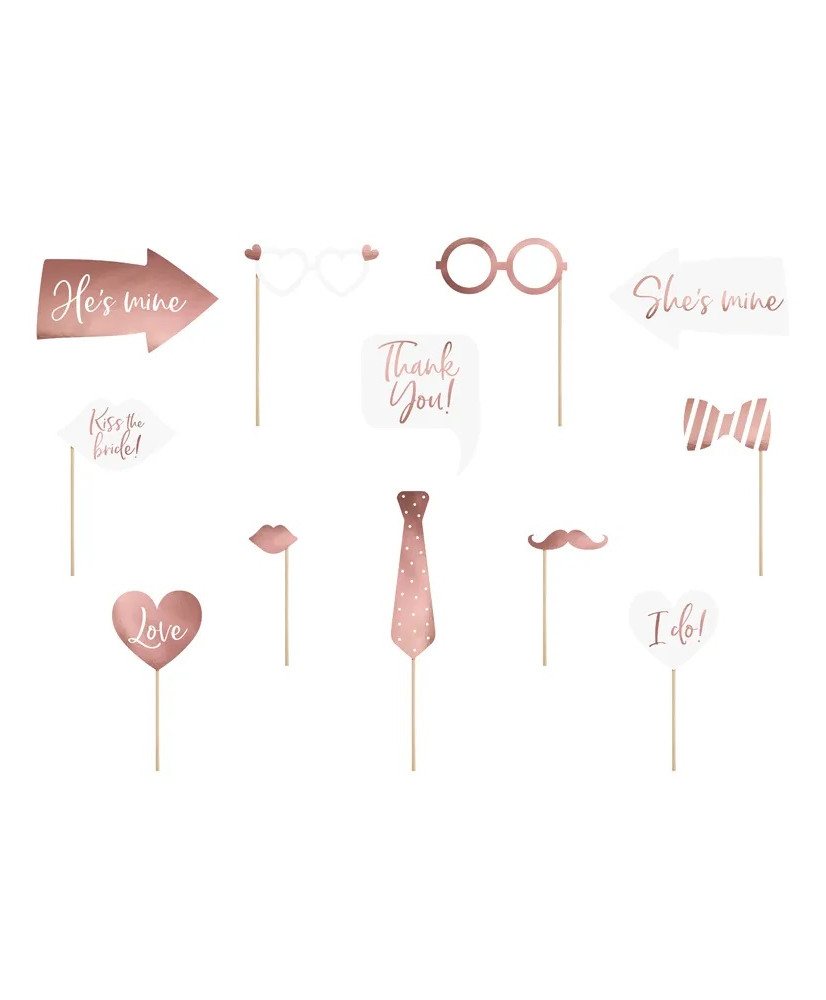Gadgets photo props for wedding white pink heart 12 items