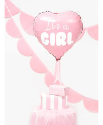 "It's a girl" foil balloon for baby shower heart pink 48cm