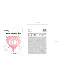 "It's a girl" foil balloon for baby shower heart pink 48cm