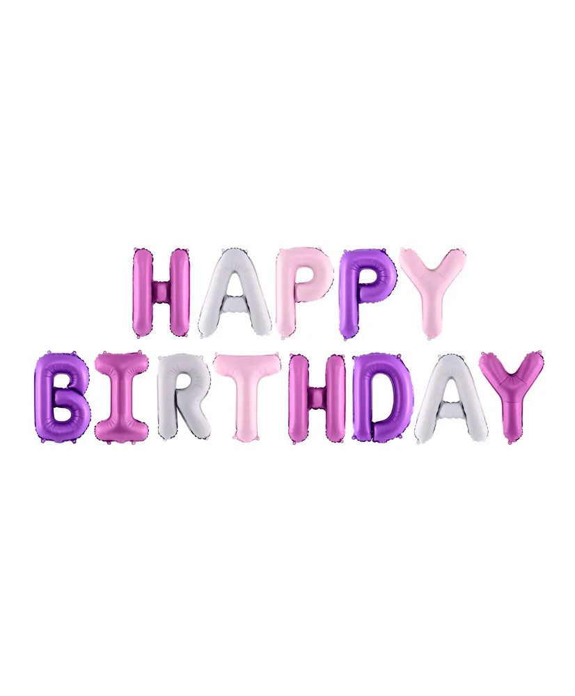 Foil balloon birthday decoration Happy Birthday rainbow 340cm x 35cm