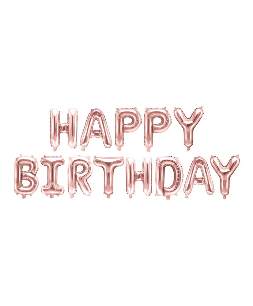 Foil balloon birthday decoration Happy Birthday pink gold 340cm x 35cm