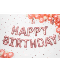 Foil balloon birthday decoration Happy Birthday pink gold 340cm x 35cm