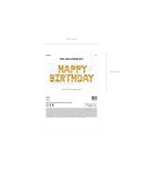 Foil balloon birthday decoration Happy Birthday gold 340cm x 35cm