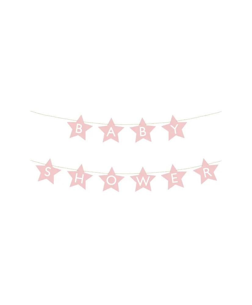 Banner sign for baby shower stars light pink 290cm x 16.5cm
