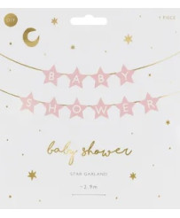 Banner sign for baby shower stars light pink 290cm x 16.5cm