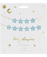 Banner sign for baby shower stars light blue 290cm x 16.5cm