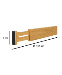 Drawer organizer adjustable bamboo separator 43x6x1.5cm 1 piece