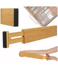 Drawer organizer adjustable bamboo separator 43x6x1.5cm 1 piece