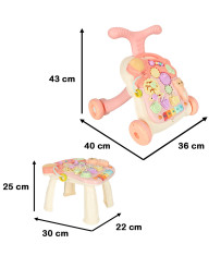 Pusher walker interactive educational table 3-in-1