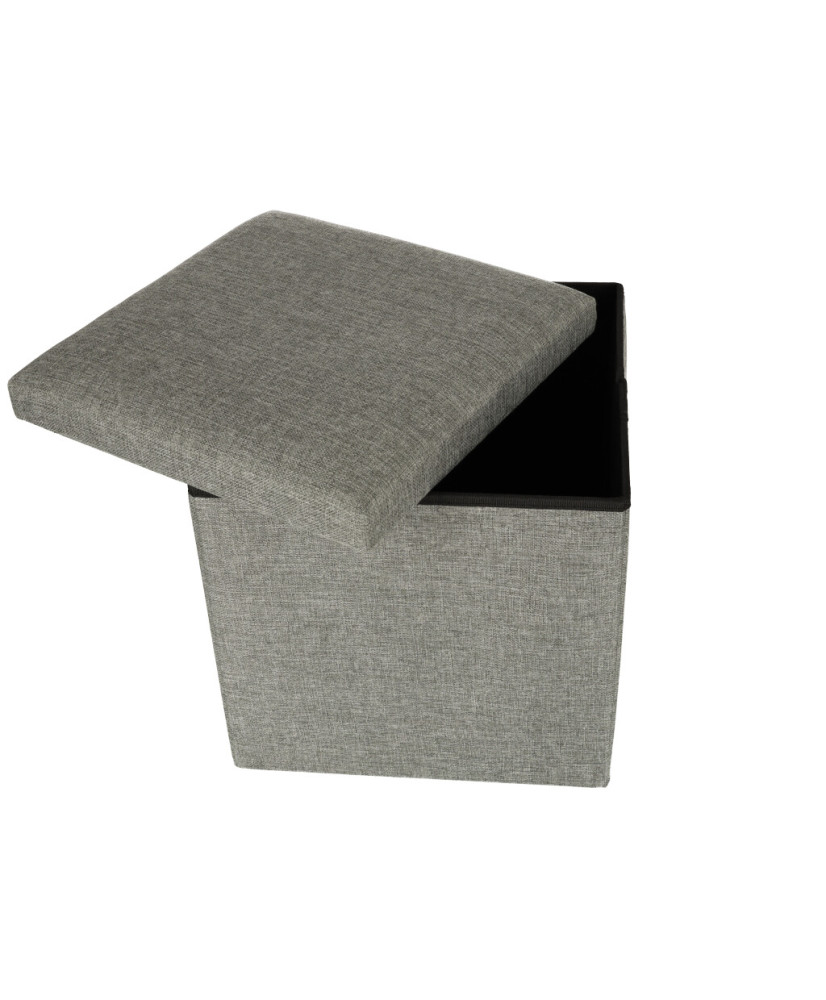 Folding pouffe with storage box grey 38x38x38cm