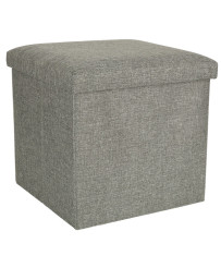 Folding pouffe with storage box grey 38x38x38cm