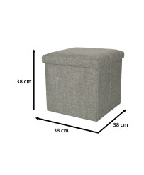 Folding pouffe with storage box grey 38x38x38cm
