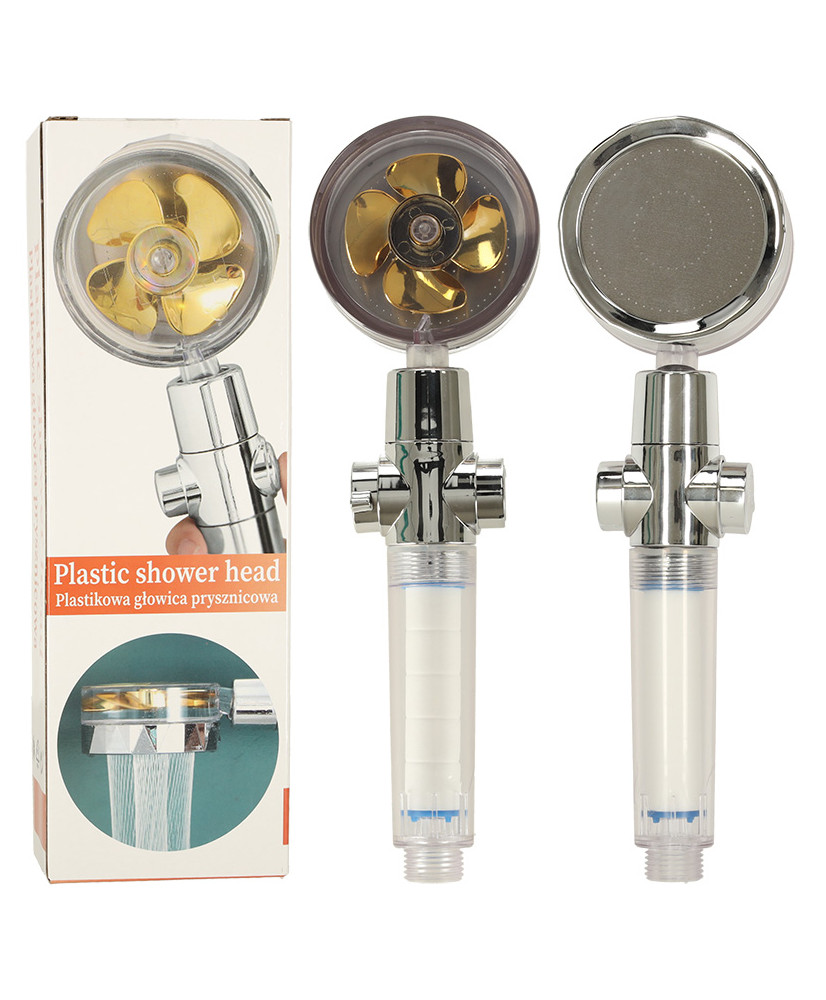 Shower handset with turbine fan gold