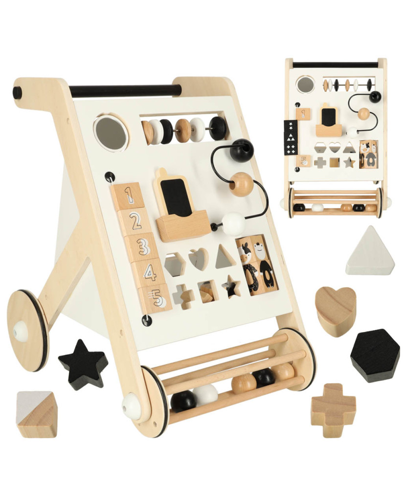 Wooden pusher educational walker with sorter