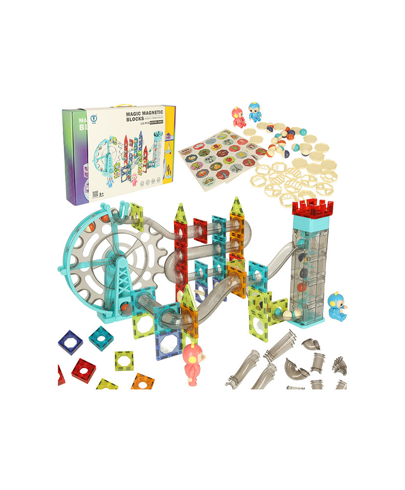 Magnetic blocks marble ball track with sound music 118 elements
