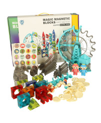 Magnetic blocks marble ball track with sound music 118 elements