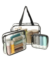 Transparent cosmetic bag travel organizer for airplane 3 pieces