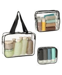 Transparent cosmetic bag travel organizer for airplane 3 pieces