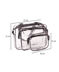 Transparent cosmetic bag travel organizer for airplane 3 pieces
