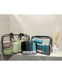 Transparent cosmetic bag travel organizer for airplane 3 pieces